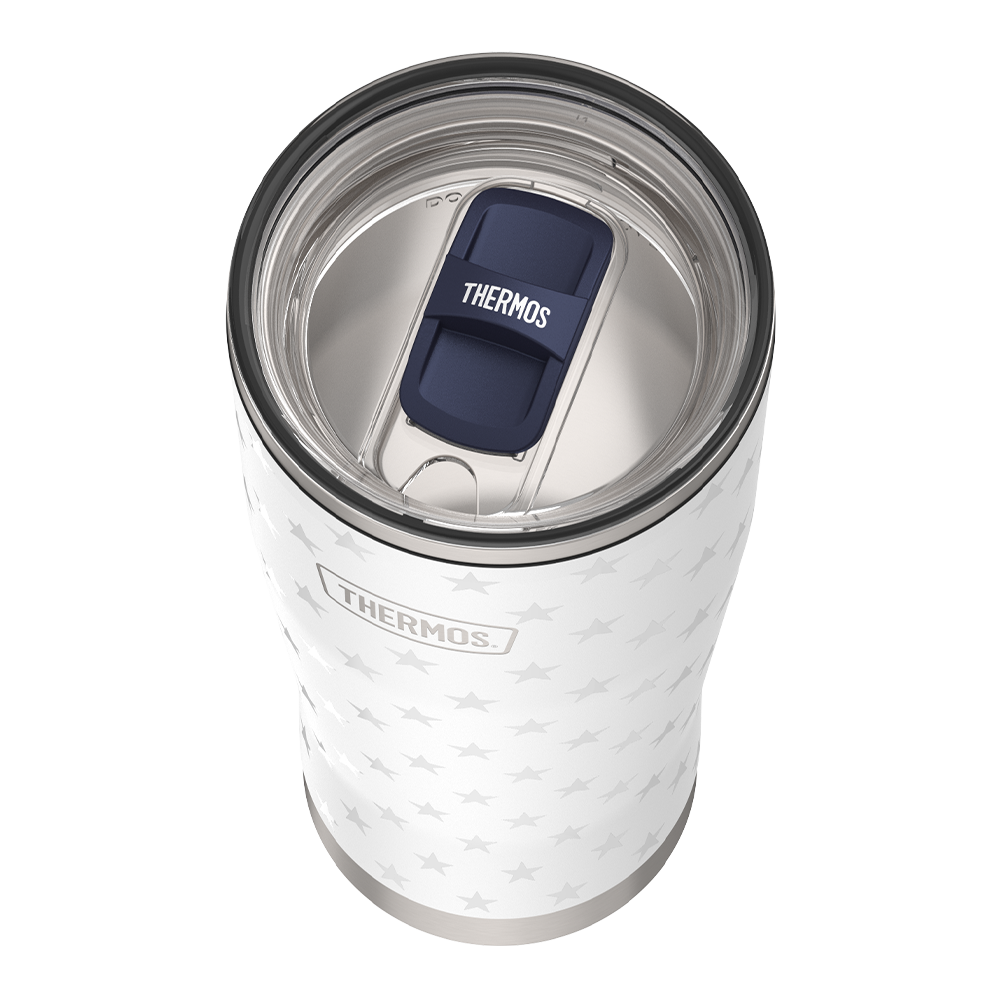 24oz ICON  TUMBLER WITH SLIDE LOCK LID - WHITE STARS - Image 5